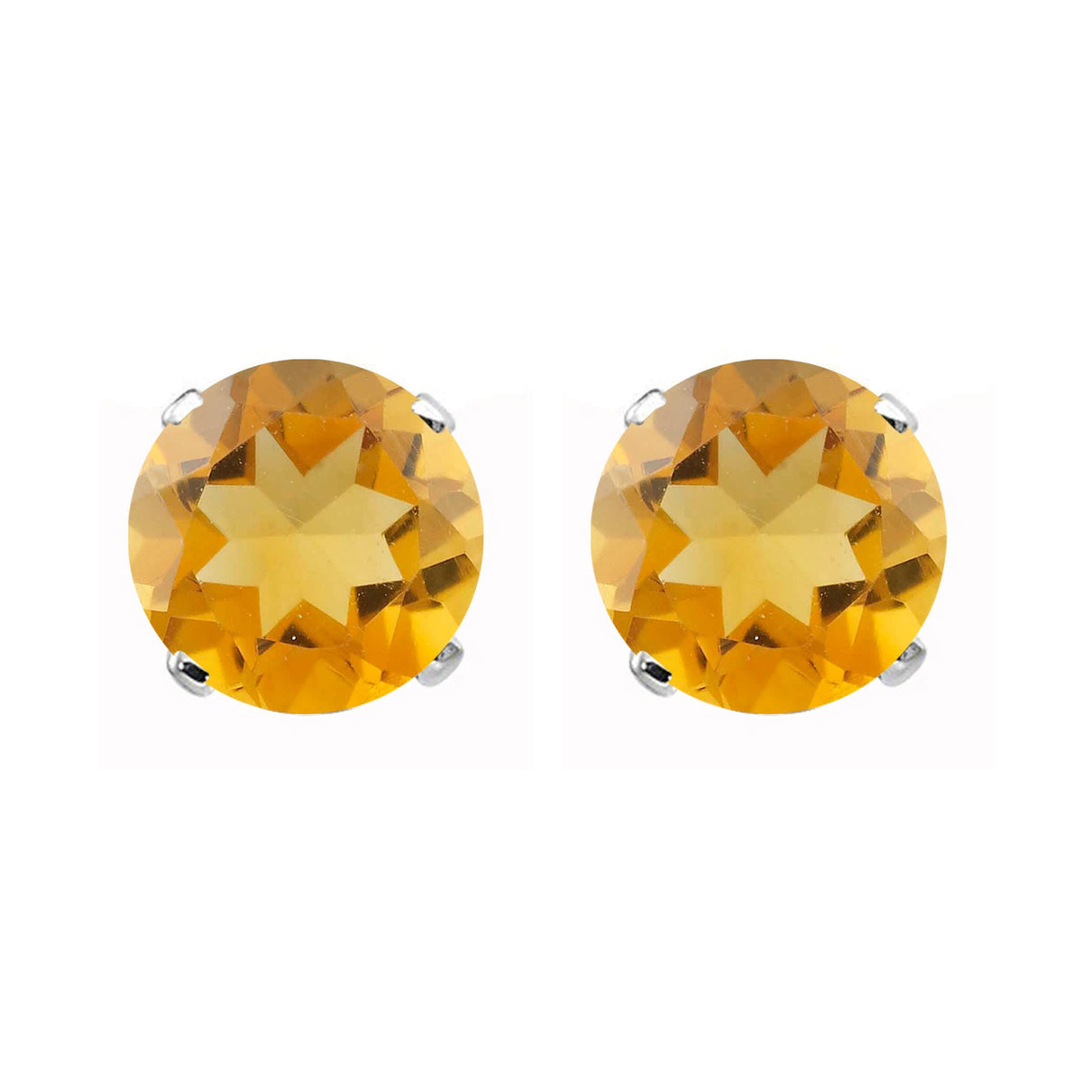 V3 Jewelry White Gold with Natural Citrine Stud Earrings