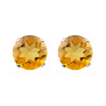 V3 Jewelry White Gold with Natural Citrine Stud Earrings