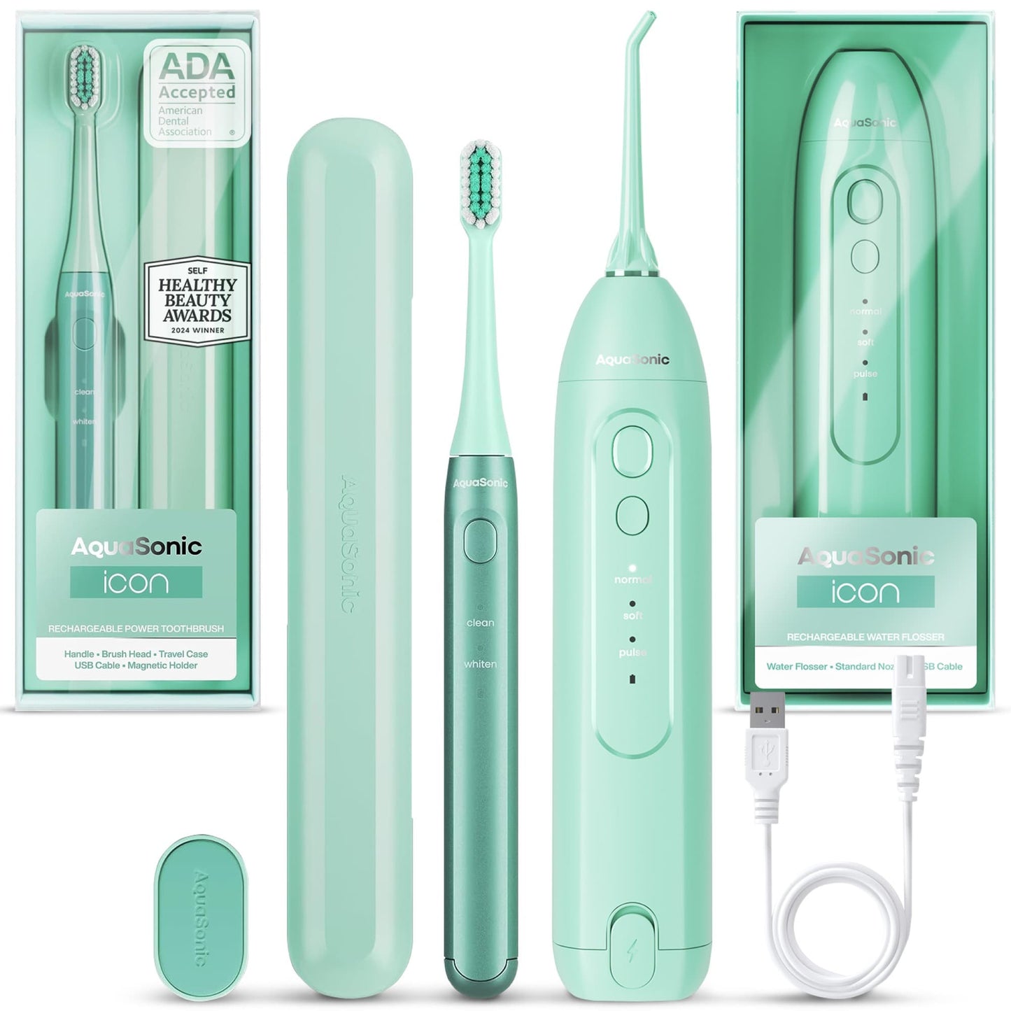AquaSonic ICON Toothbrush & Flosser Bundle