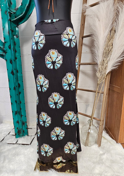 Baha Ranch Turquoise Naja Maxi Skirt