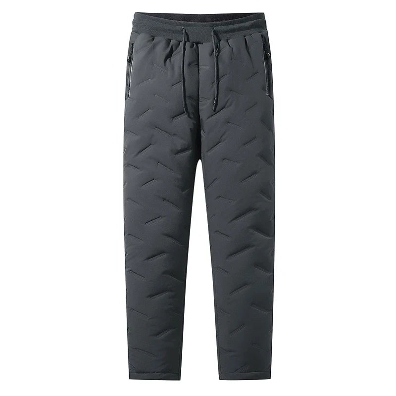 2PCS Ultra Warm Winter Pants – Black & Gray Plush Fleece Thermal Set