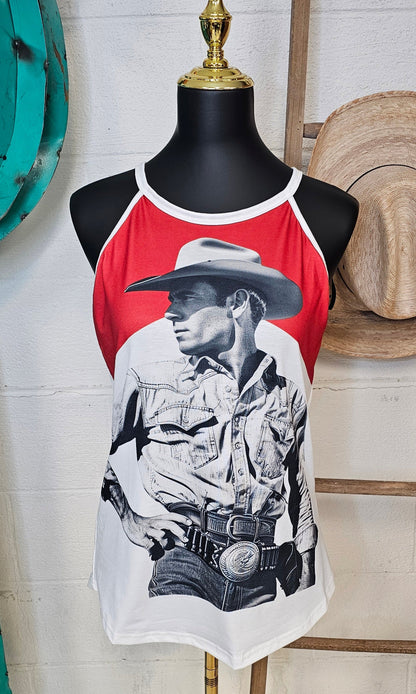 Baha Ranch Black White Cowboy Vintage Tank Top