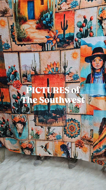 Baha Ranch Colores De Mexico Pictures of the Southwest 60" x 80" Throw Blanket Made In America