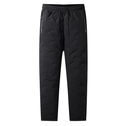 2PCS Ultra Warm Winter Pants – Black & Gray Plush Fleece Thermal Set