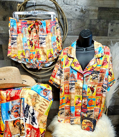 Baha Ranch Vintage Rodeo Poster Satin Pajama Set