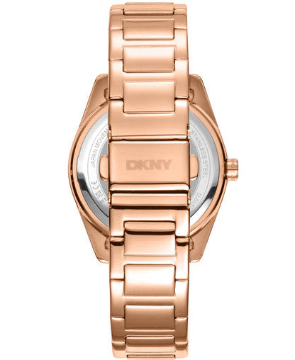 Dkny Women Watch, Rose Gold Color Case, Rose Gold Dial, Rose Gold Color Metal Bracelet, Multi-Function, 5 Atm