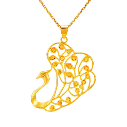 24k Goldtone Open Peacock Pendant Necklace