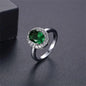 Cubic Zirconia & Green Crystal Halo Oval Ring
