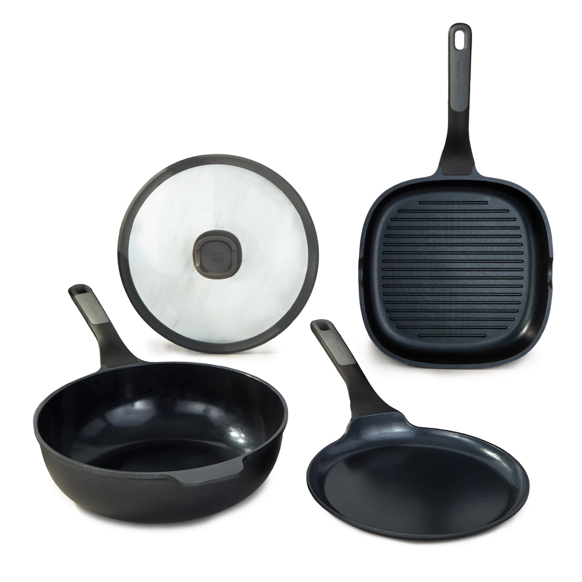 BergHOFF Leo Stone+ 4pc Nonstick Ceramic Cookware Set
