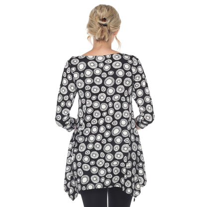 White Mark Women's Printed Geometric Circle Tunic Top