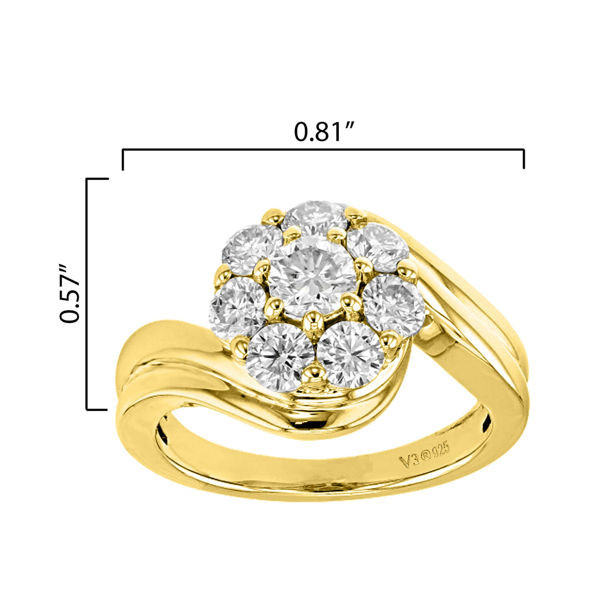 V3 Jewelry 925 Sterling Silver with Moissanite Engagement Ring