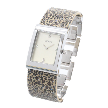 Sekonda Seksy Champagne Dial Glitter Leopard Ladies Bracelet Watch 2851