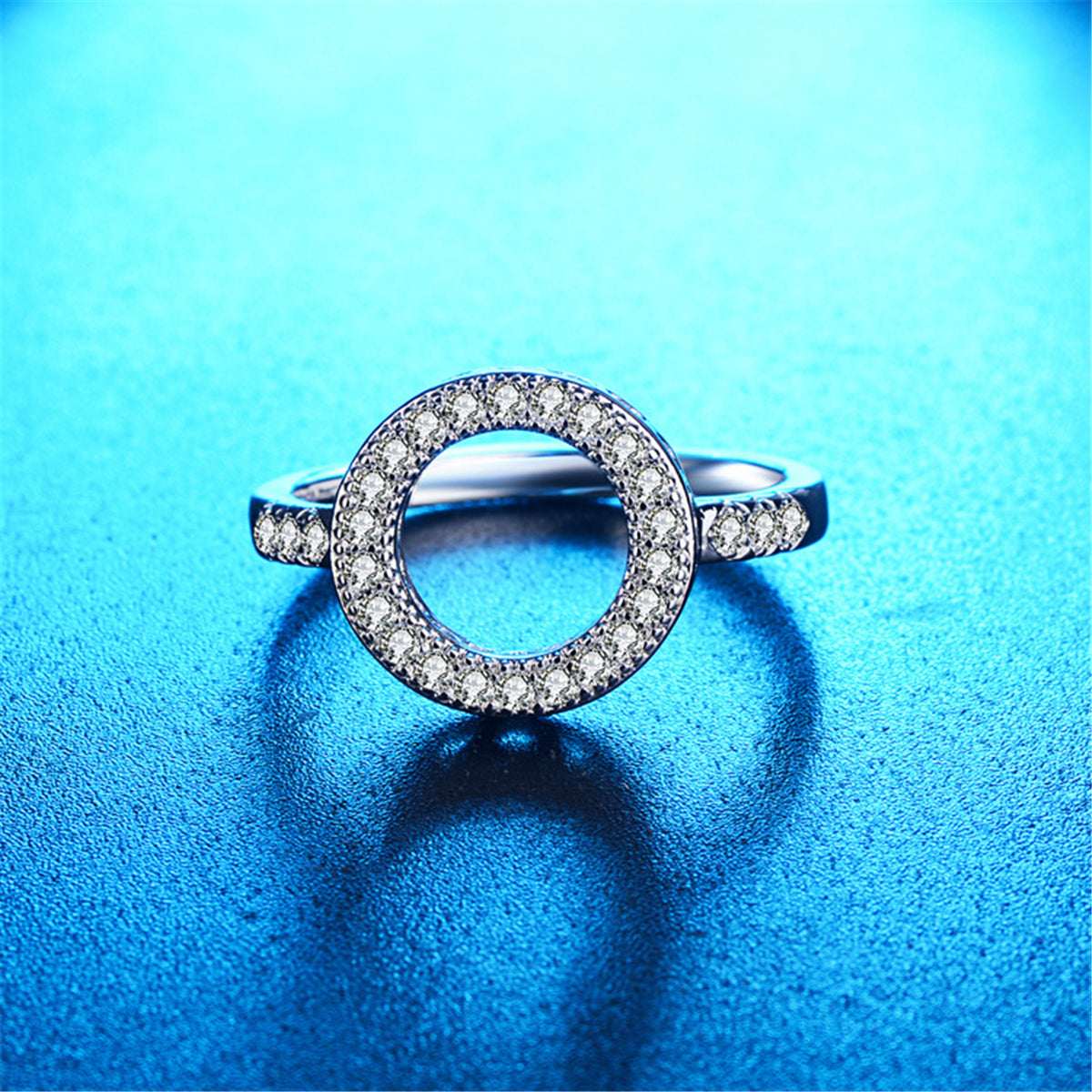 Cubic Zirconia & Silvertone Open Round Ring