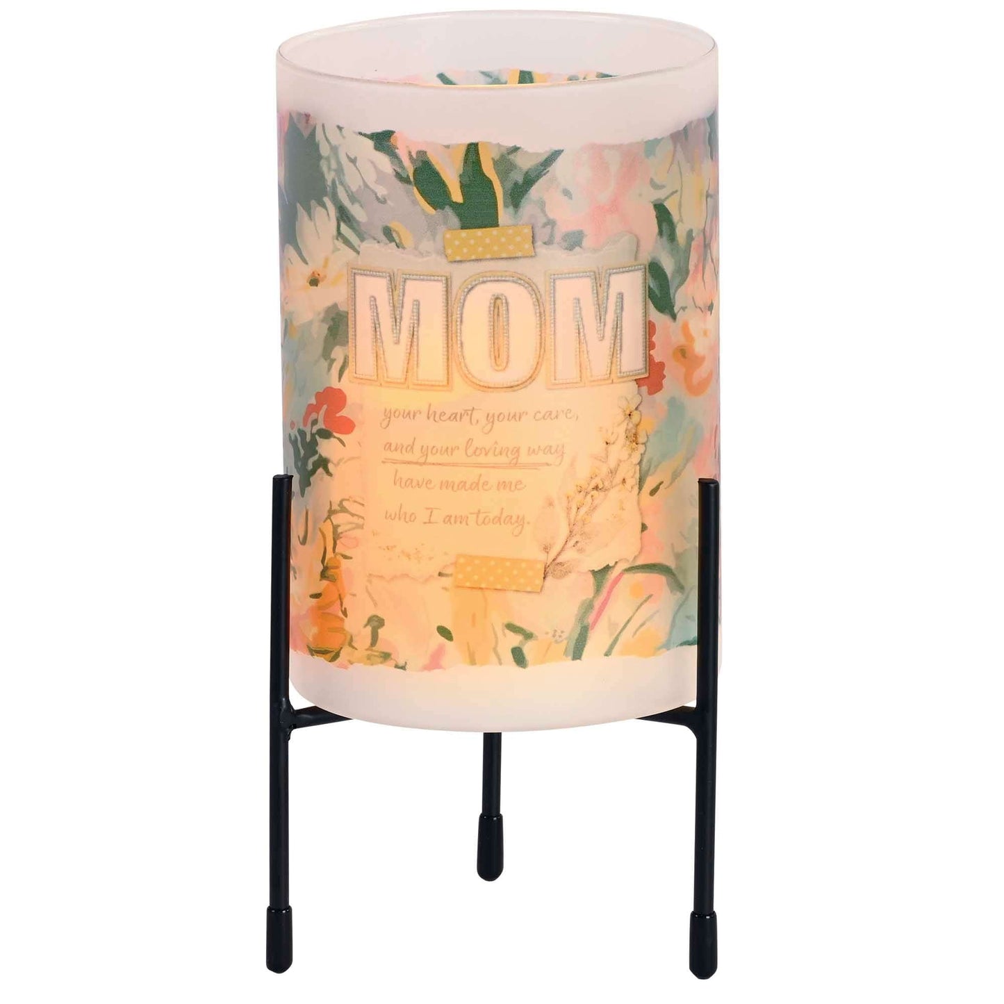 Hurricane Candleholder Frost Floral Mom