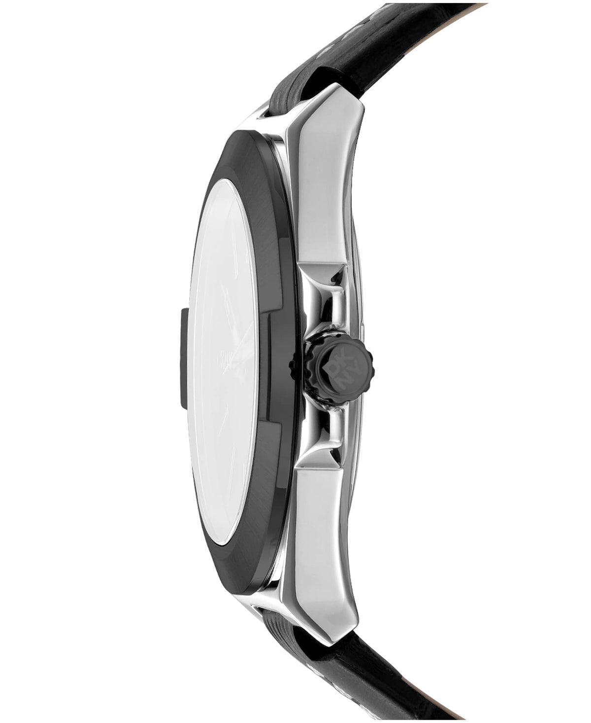 Dkny Men Watch, Two Tone Silver & Black Color Case, Dark Green Dial, Black Leather Strap, 3 Hands Date, 10 Atm