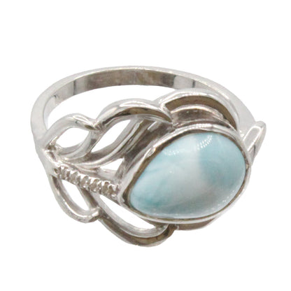 Larimar Stone Sterling Silver Willow Ring Size 7 By Marahlago