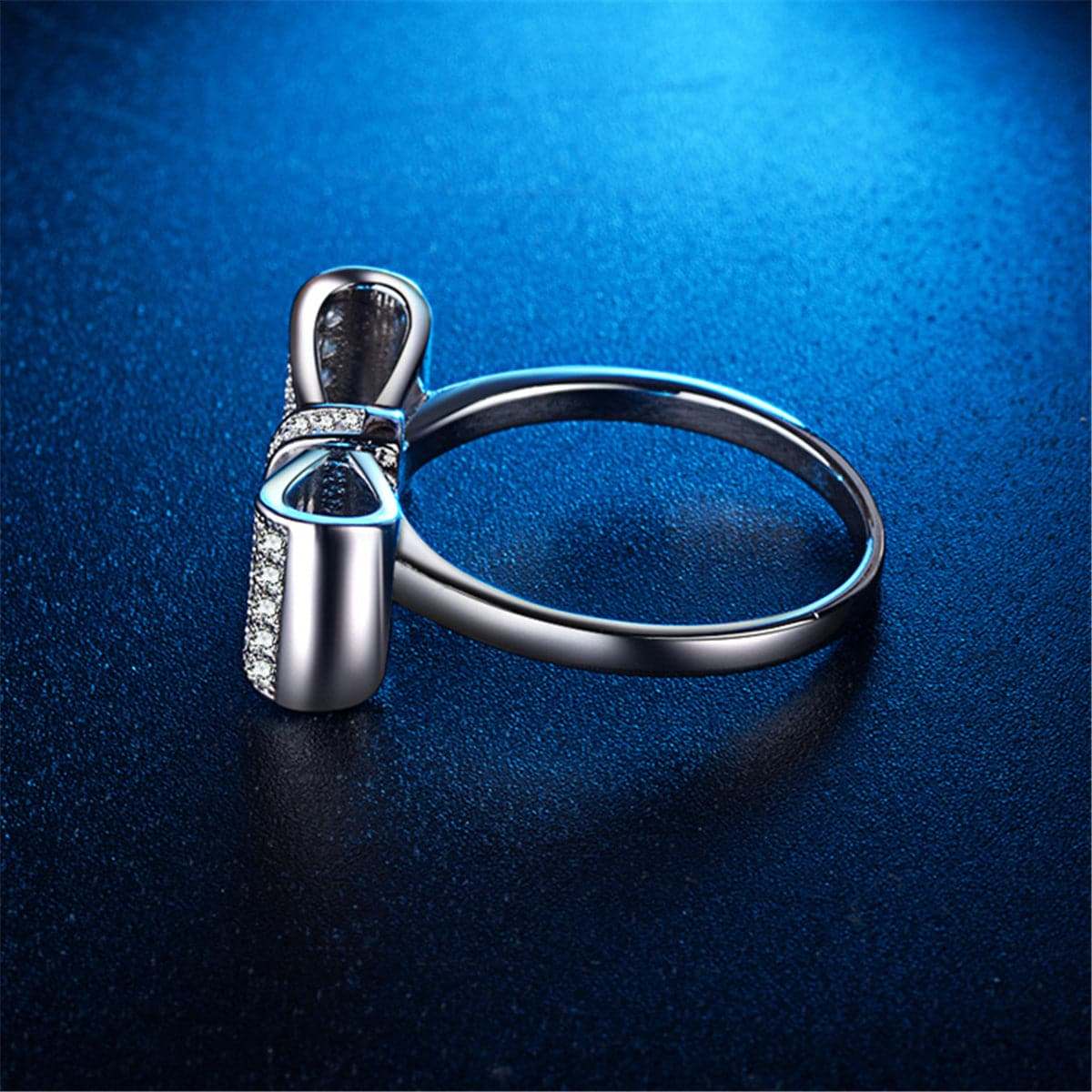 Cubic Zirconia & Silvertone Bow Ring