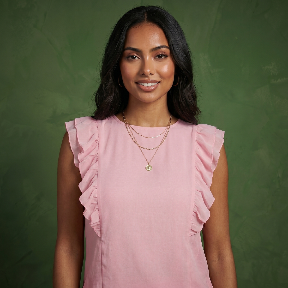 Ruffle Sleeveless Tied Open Back Blouse