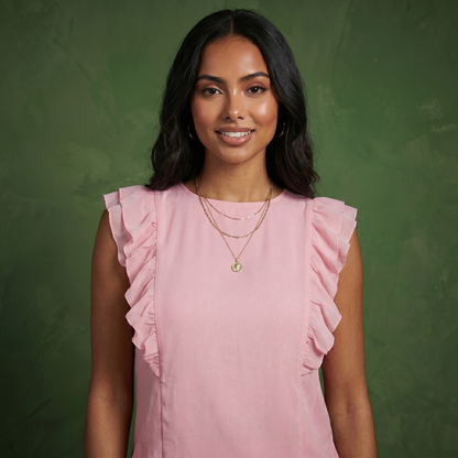 Ruffle Sleeveless Tied Open Back Blouse