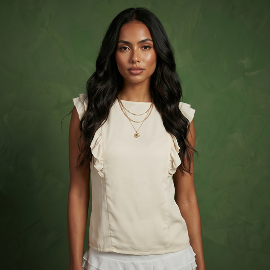Ruffle Sleeveless Tied Open Back Blouse