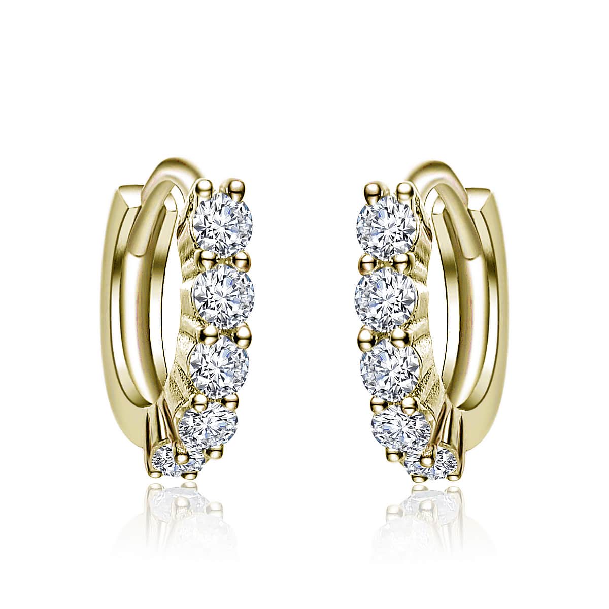 14K Gold Plated Cubic Zirconia Hoop Earrings