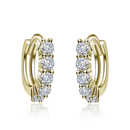 14K Gold Plated Cubic Zirconia Hoop Earrings