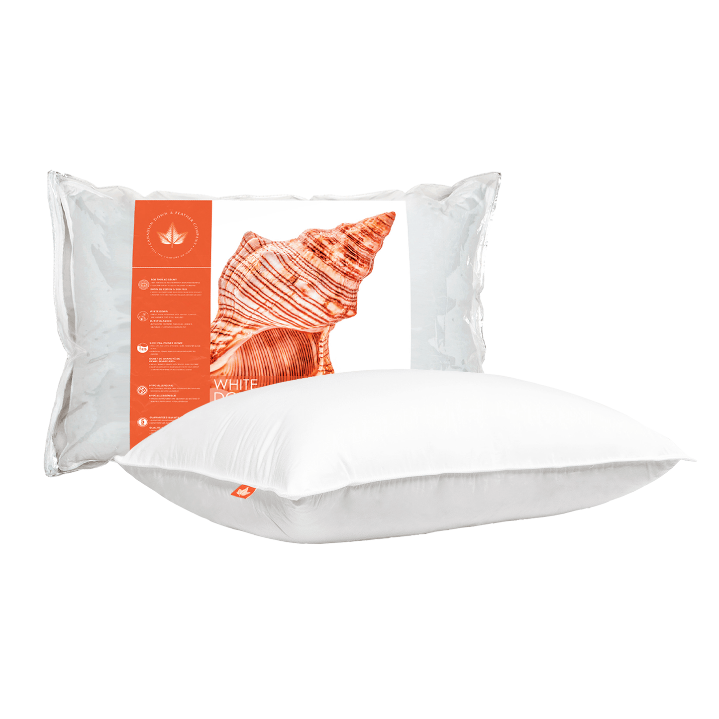 Canadian Down & Feather Company 625 Loft White Down Pillow, Soft Support
