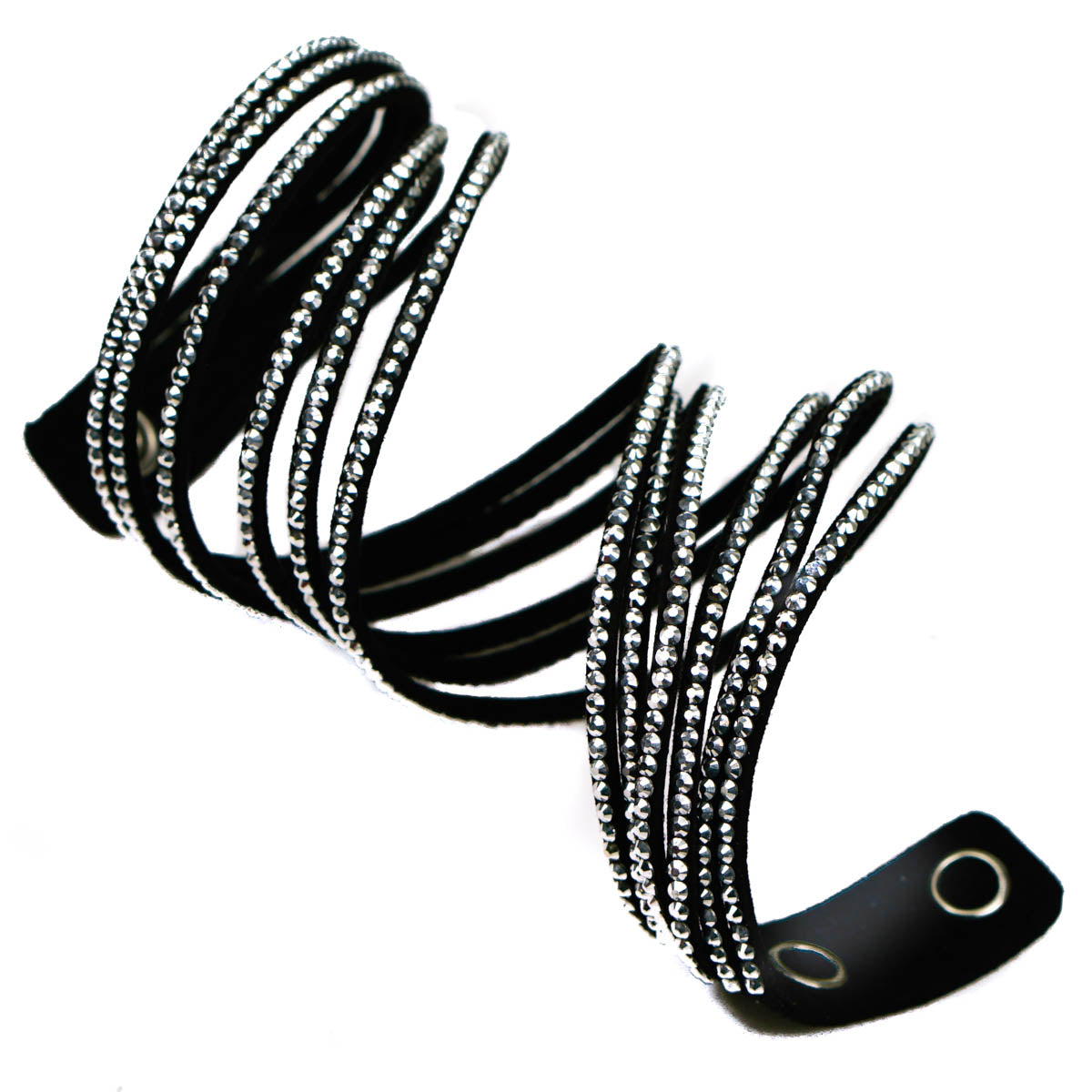 Black Crystal Studded Wrap Bracelet By Aeon