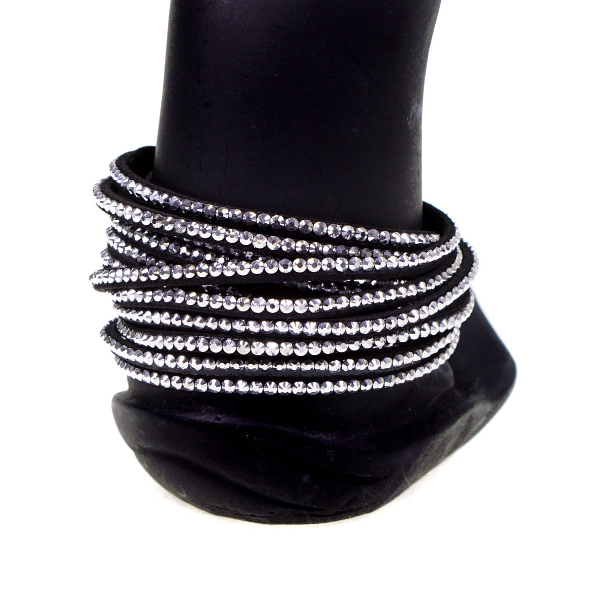 Black Crystal Studded Wrap Bracelet By Aeon
