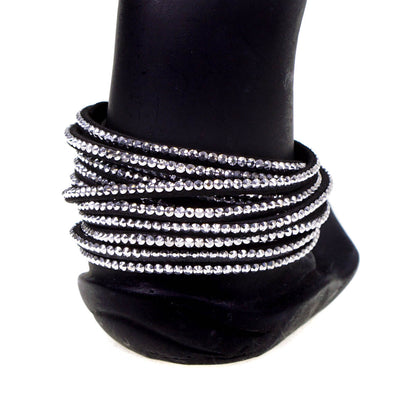 Black Crystal Studded Wrap Bracelet By Aeon