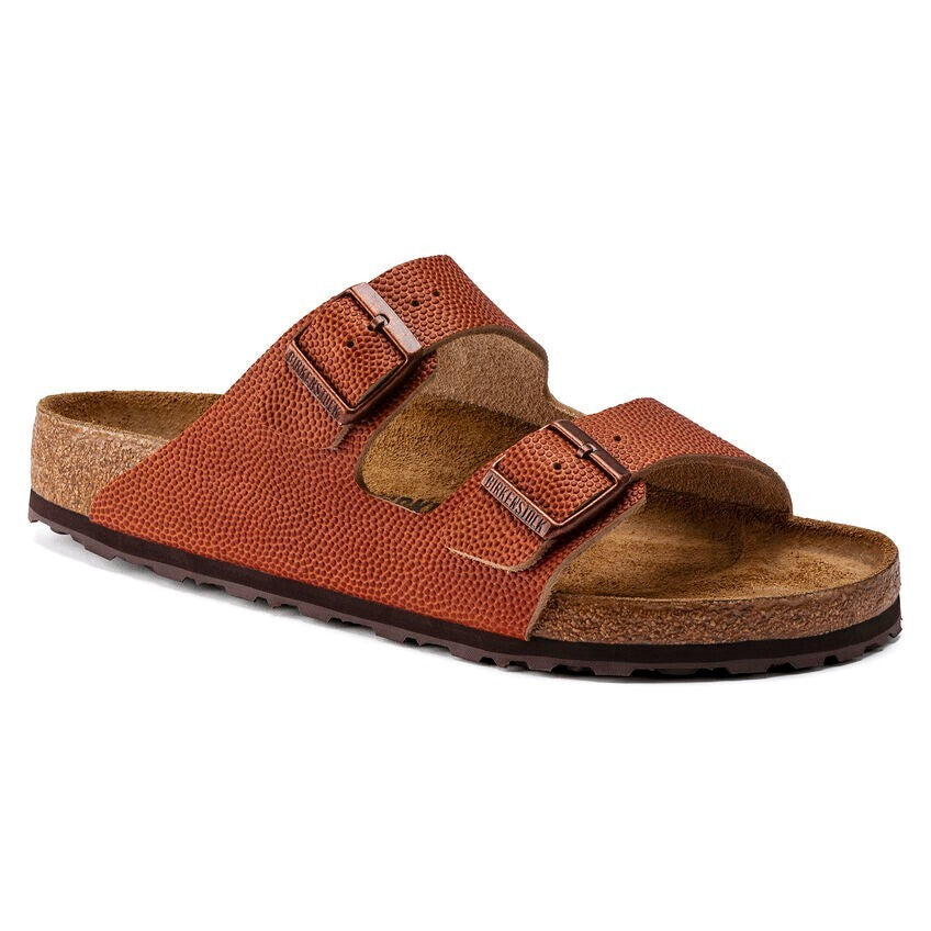Birkenstock Arizona Embossed Natural Horween Leather Ginger Brown Sandals