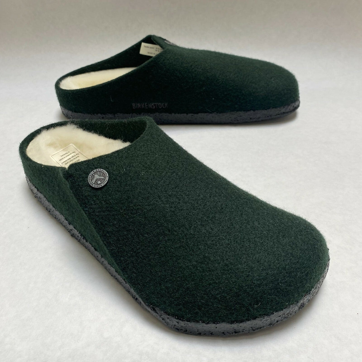 Birkenstock Women's Zermatt Rivet Felt Fur Forest Green Clogs