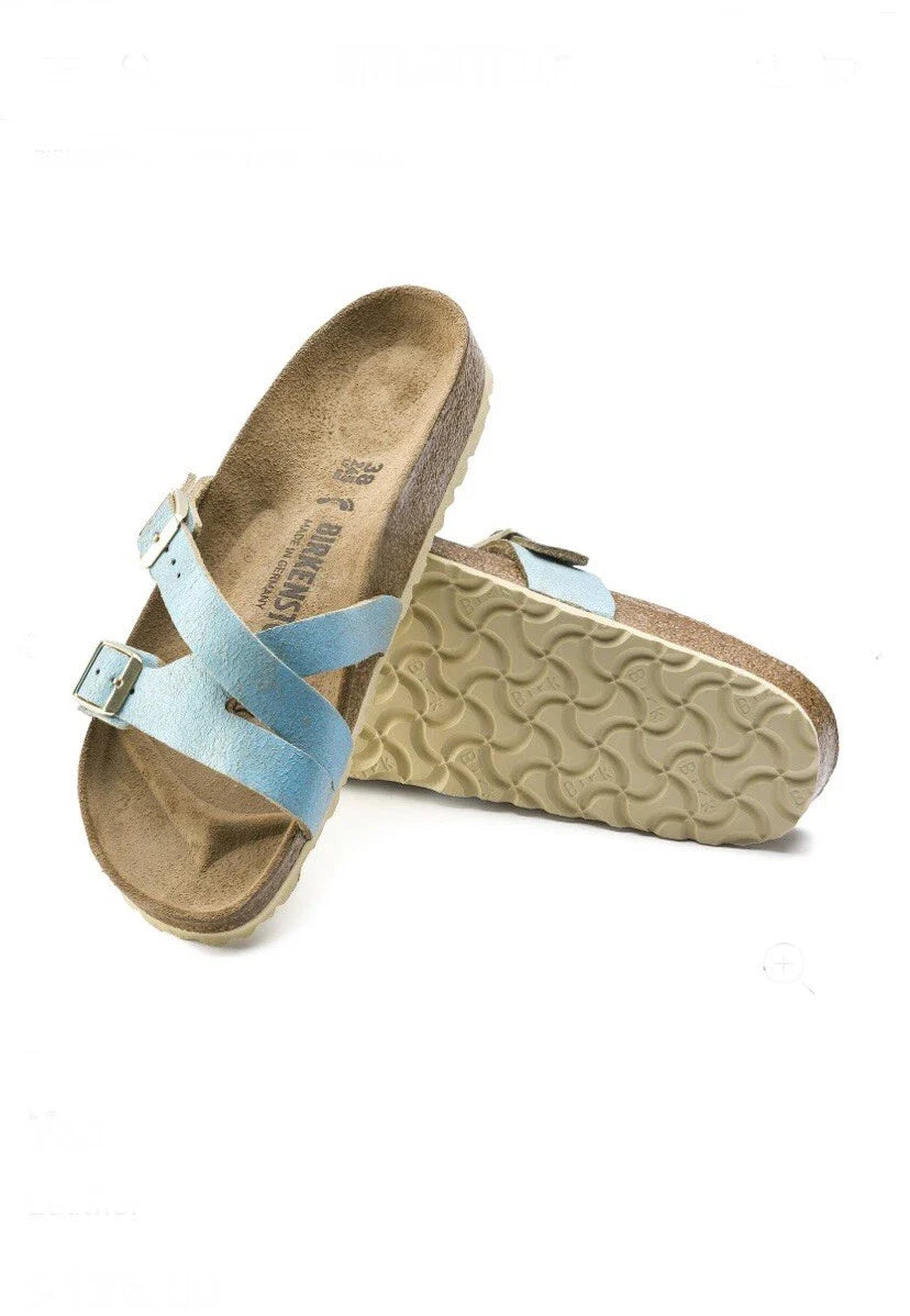 Birkenstock Unisex Yao Suede Leather Washed Aqua