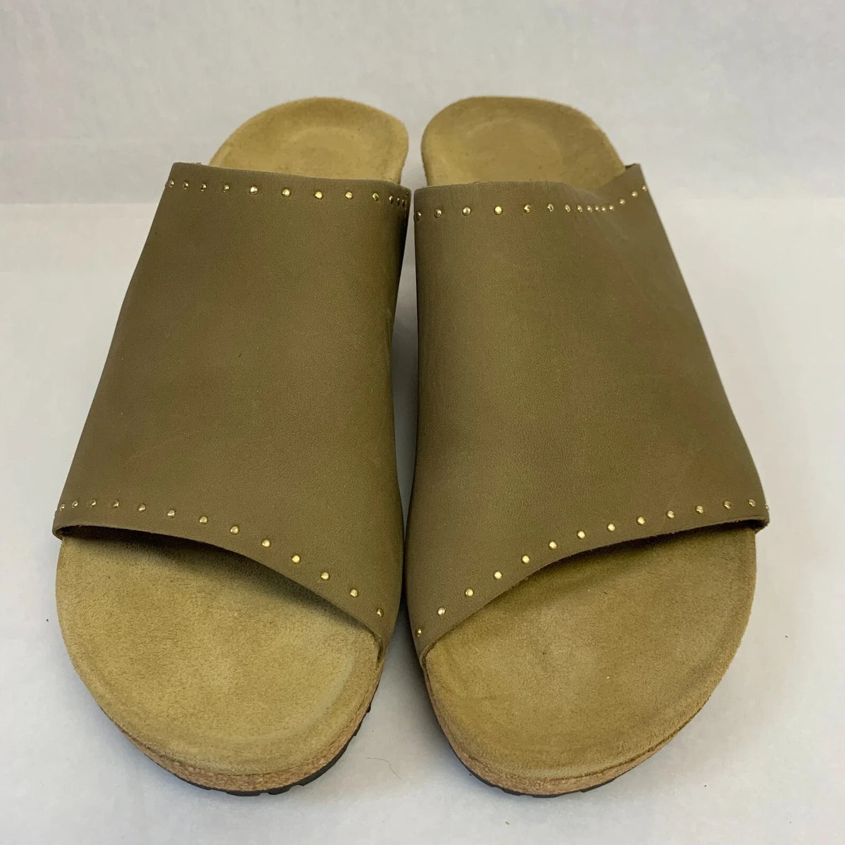 Birkenstock Namica Nubuck Leather Mud Green Rivets
