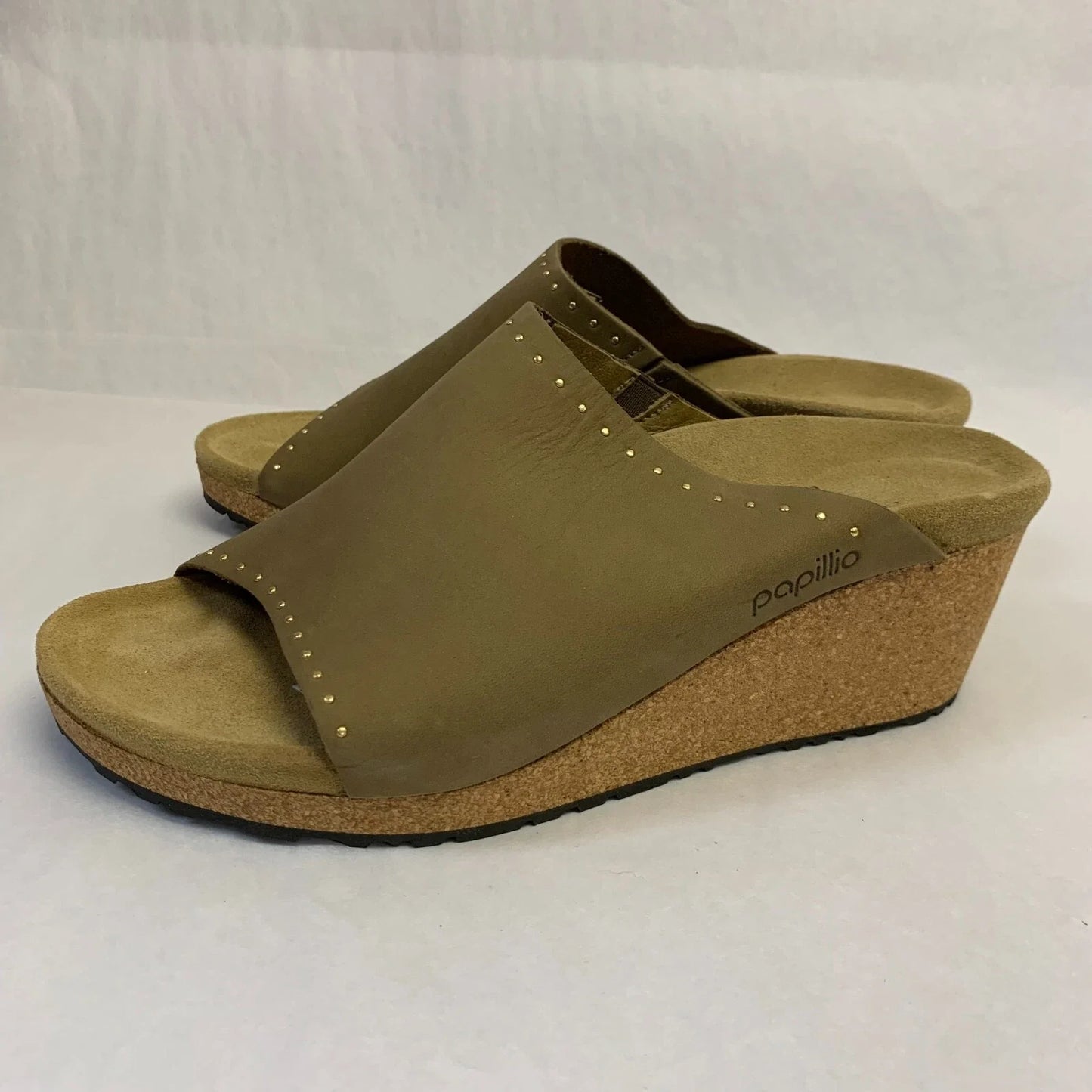 Birkenstock Namica Nubuck Leather Mud Green Rivets