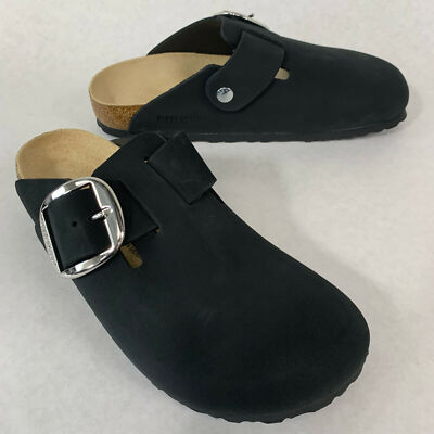 Birkenstock Boston Big Buckle Nubuck Leather Clogs
