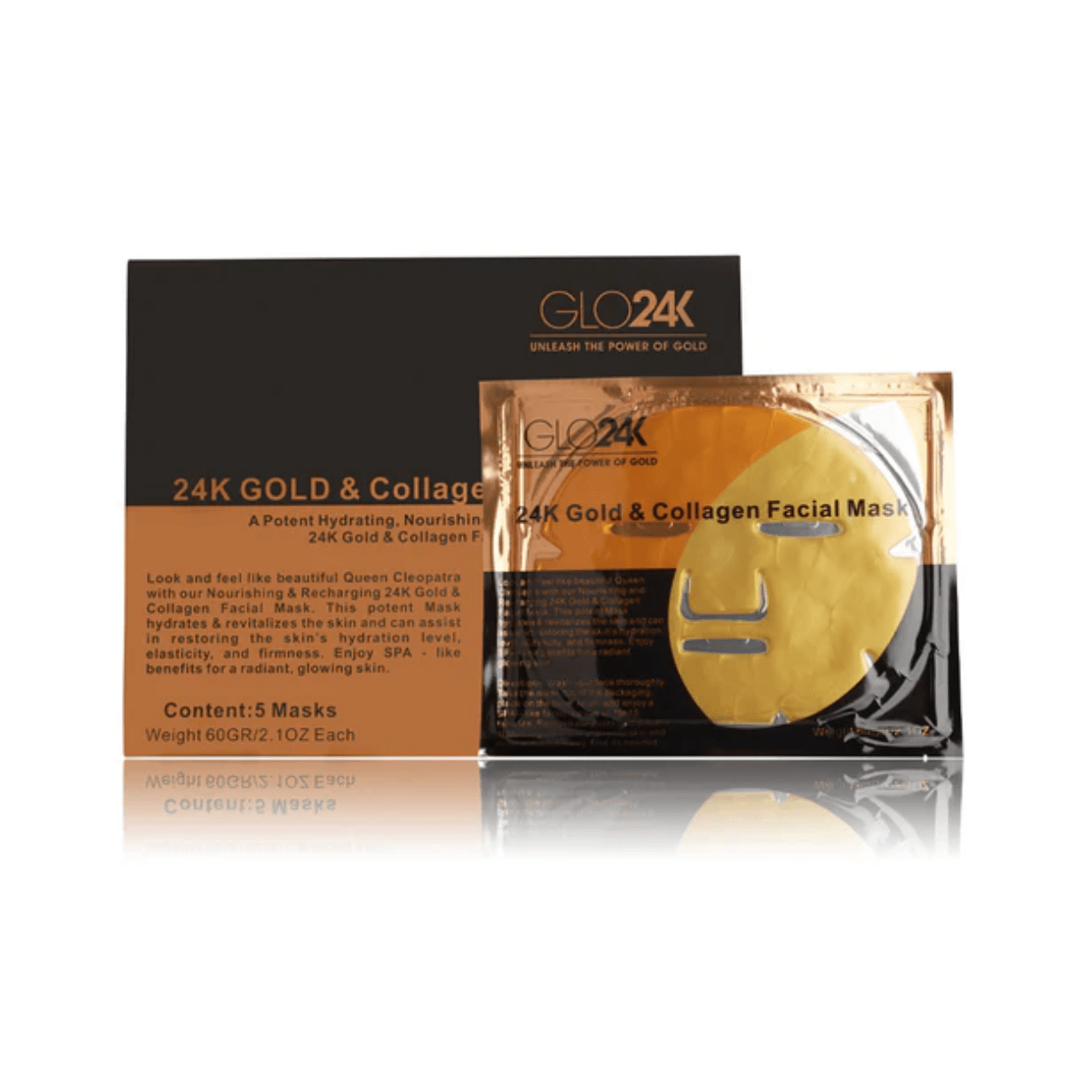 GLO24K 24K Gold Collagen Sheet Mask (5 Pack)