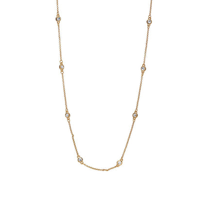 Goldtone Swarovski Crystal Necklace – Goldtone Station Necklace With Swarovski Crystals