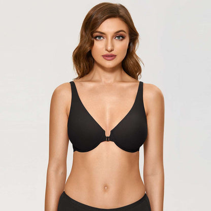 Front Closure Unlined Plunge Comfort Bra
