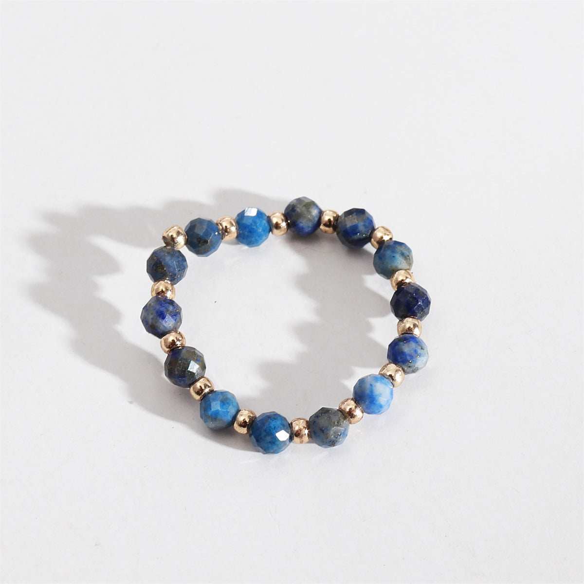 Lapis & Goldtone Station Stretch Ring