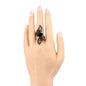 Burgundy & Green Pear Leaves Band Ring