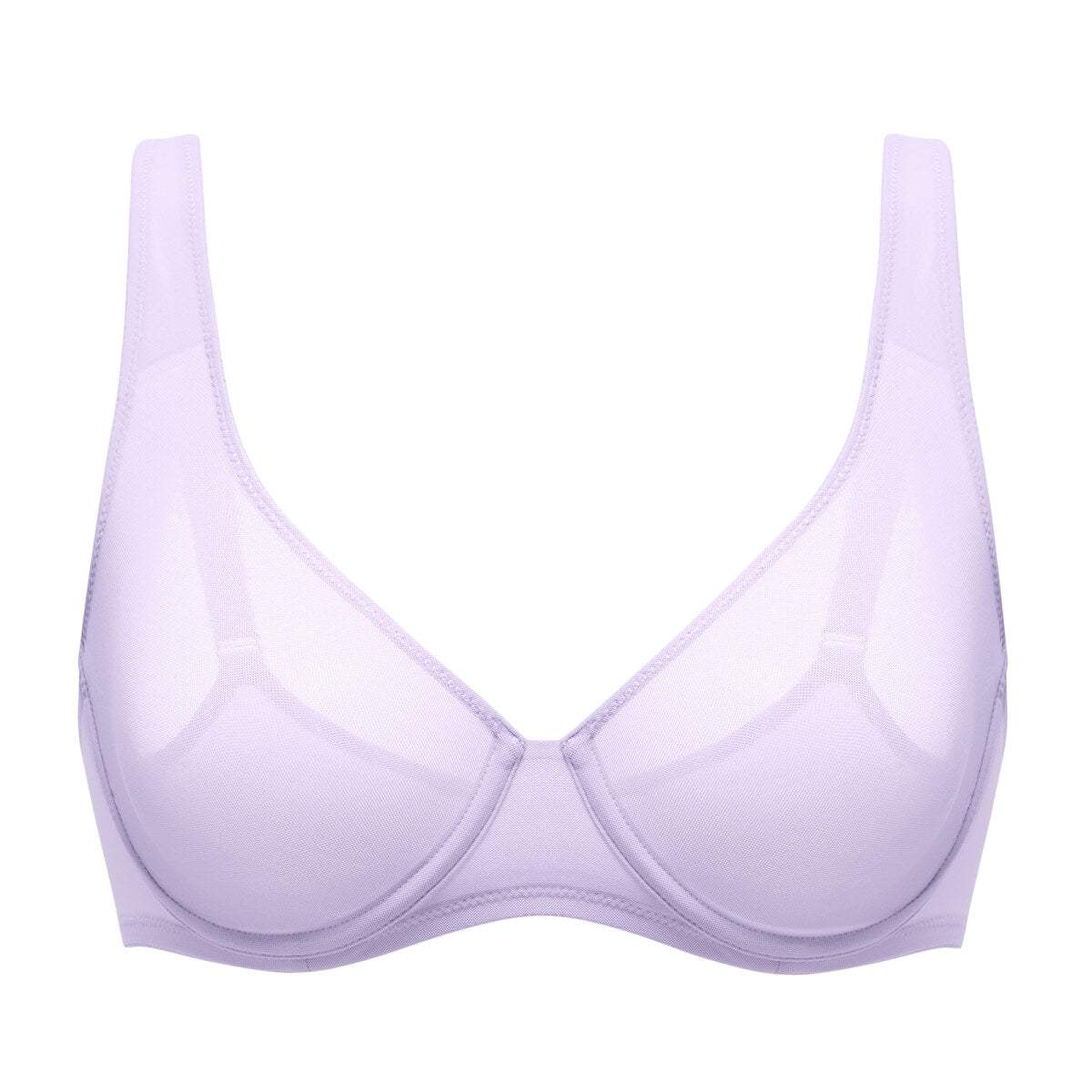 Cosnufy Sheer Mesh Balconette Underwire Full Coverage Unlined Bra