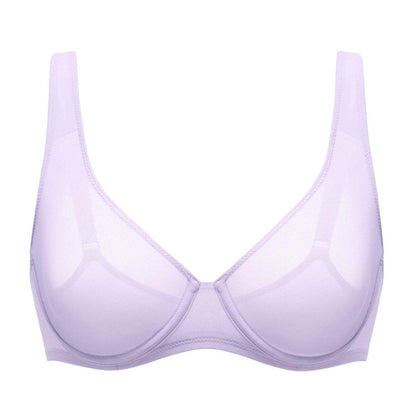 Cosnufy Sheer Mesh Balconette Underwire Full Coverage Unlined Bra