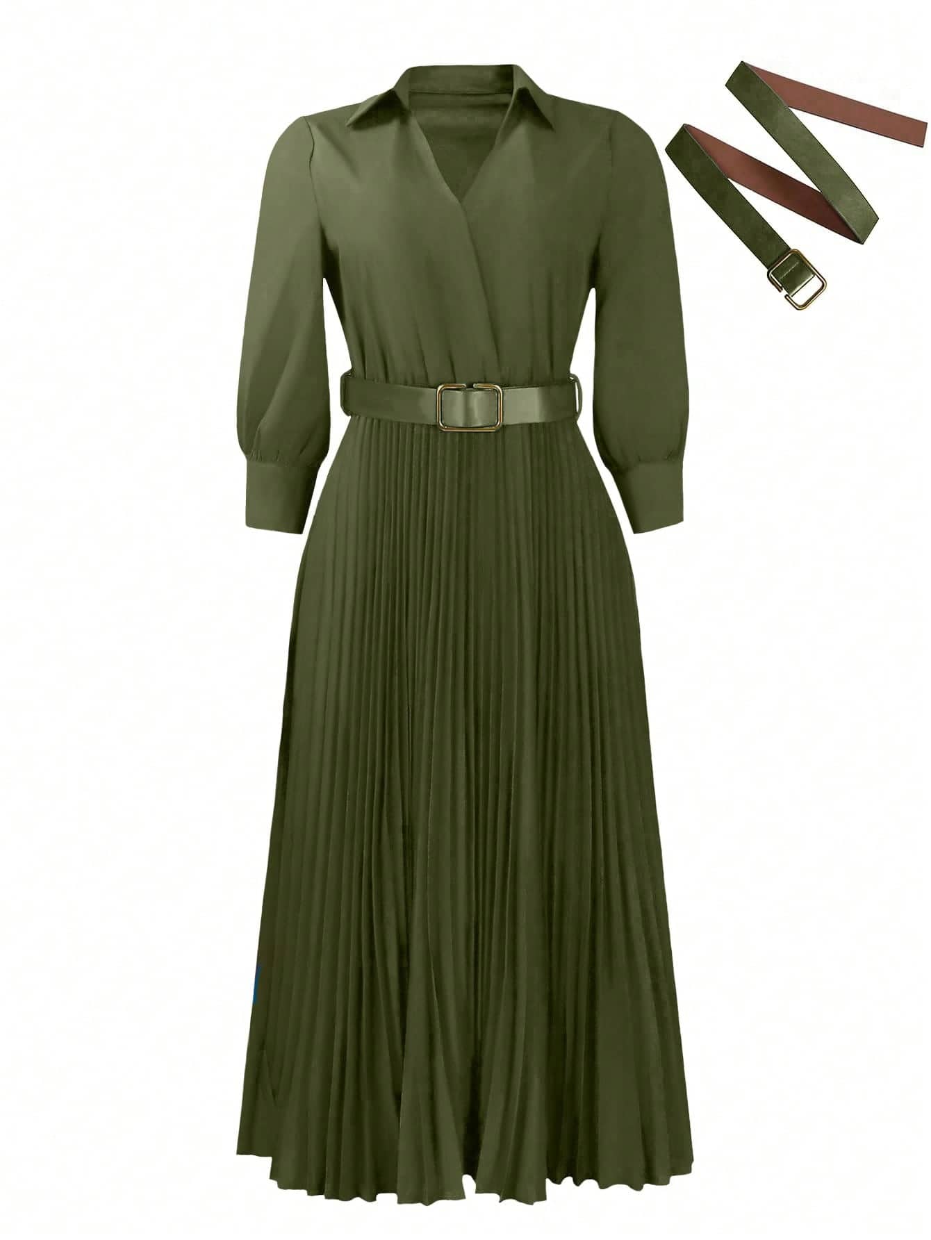 Chic YC Women's 3/4 Sleeve Flared A Line Dress