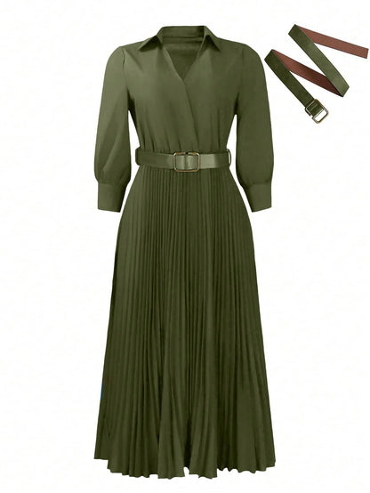 Chic YC Women's 3/4 Sleeve Flared A Line Dress