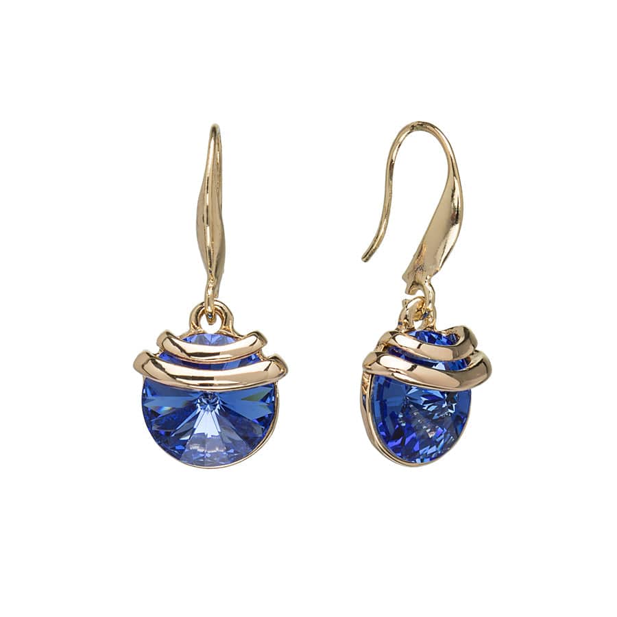 Gold Blue Swarovski Crystal Earrings – Gold Spring Drop Crystal Earrings