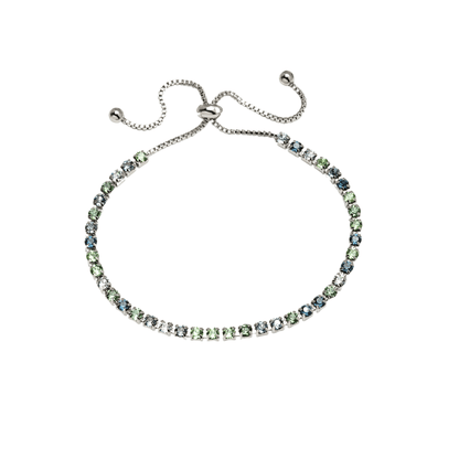Blue Green Swarovski Crystal Bracelet – Blue Green Mix Swarovski Crystal Adjustable Tennis Bracelet