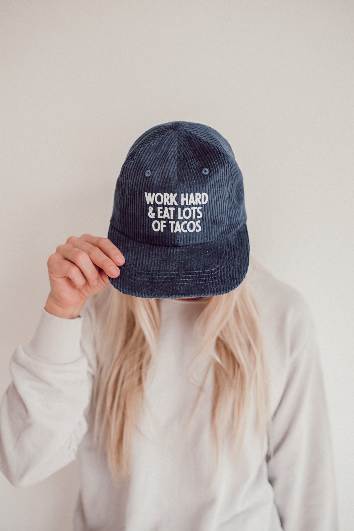 Frankie Jean Work Hard & Eat Lots Of Tacos Corduroy Cap