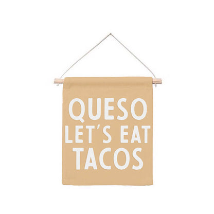 Frankie Jean Queso Let's Eat Tacos Hanging Canvas Banner