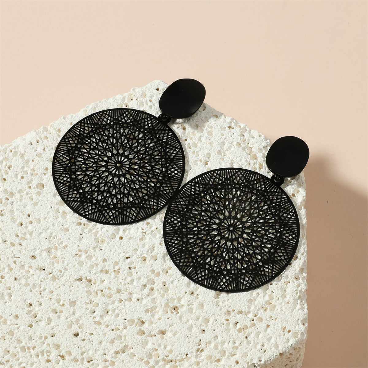 Black Celestial Plate Drop Earrings
